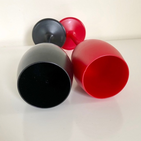 Plastic Home Decor Set of 2 Wine Glasses in Black & Red - Picture 6 of 8
